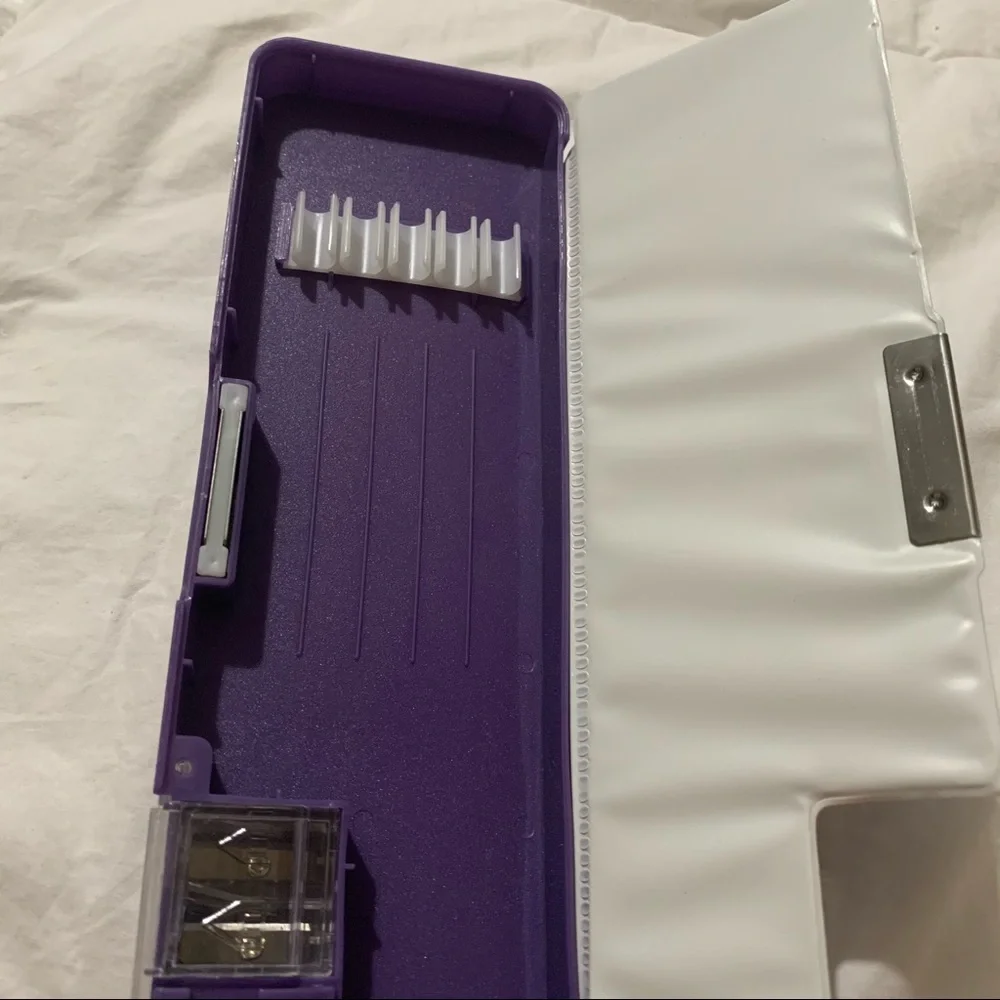 Y2K Inspired Purple Unicorn Double-Sided Hard Pencil Case with Sharpener